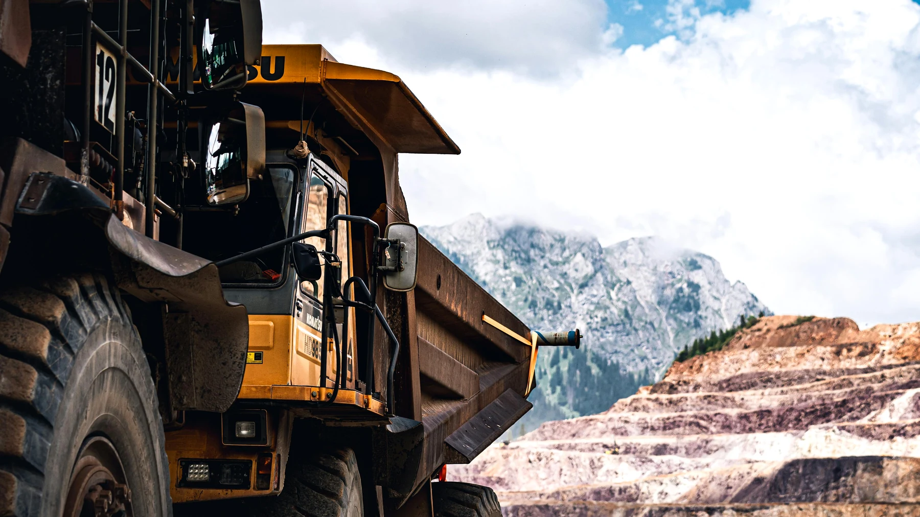 Mining truck at terraced mine